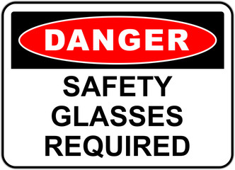 Fototapeta premium Danger Sign isolated - Safety glasses and eye protection must be worn - Wearing the glasses