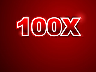 100x sign in red background