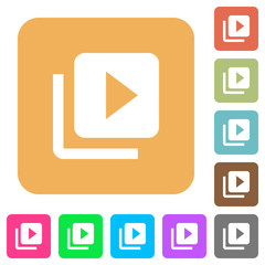 Video library rounded square flat icons