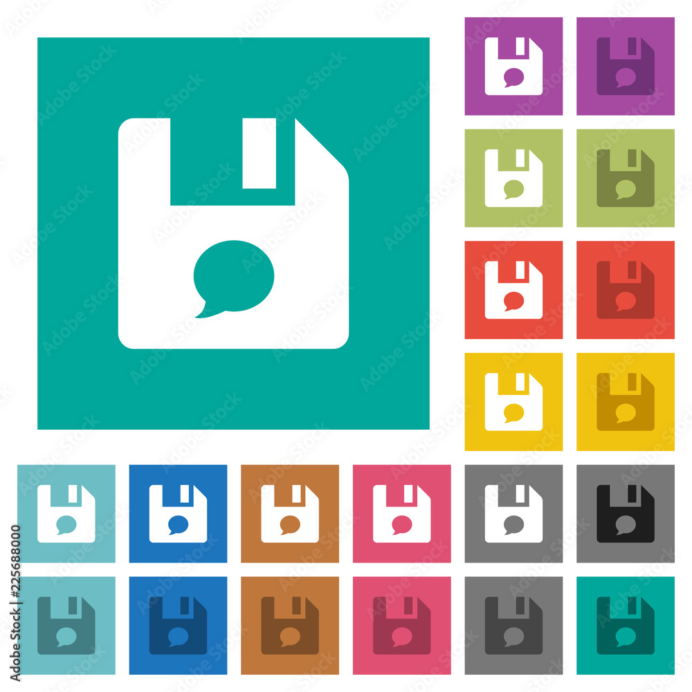 Poster file comment square flat multi colored icons
