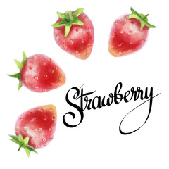 Watercolor strawberries and lettering 