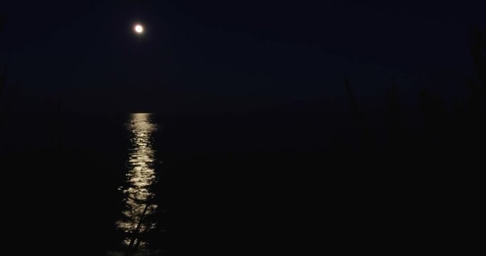 Scenic landscape of the sea horizon in evening, moon movement before complete darkness relax mood