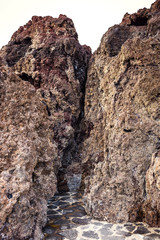 Frozen volcanic lava closeup thousands of years after the eruption