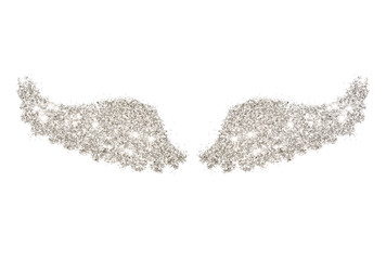 Abstract wings of silver glitter on white background - interesting and beautiful element for your design