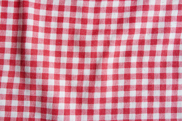 Red linen picnic tablecloth.
