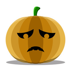 Isolated cute sad halloween pumpkin. Vector illustration design
