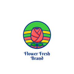 Pink tulip logo icon colorful badge symbol illustration