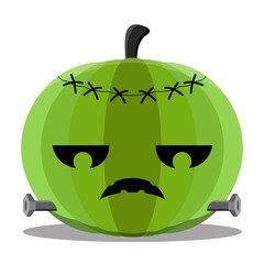 Isolated zombie halloween pumpkin. Vector illustration design