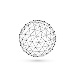 Polygonal sphere of information art. Vector illustration