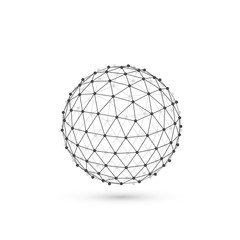 Polygonal sphere of information art. Vector illustration