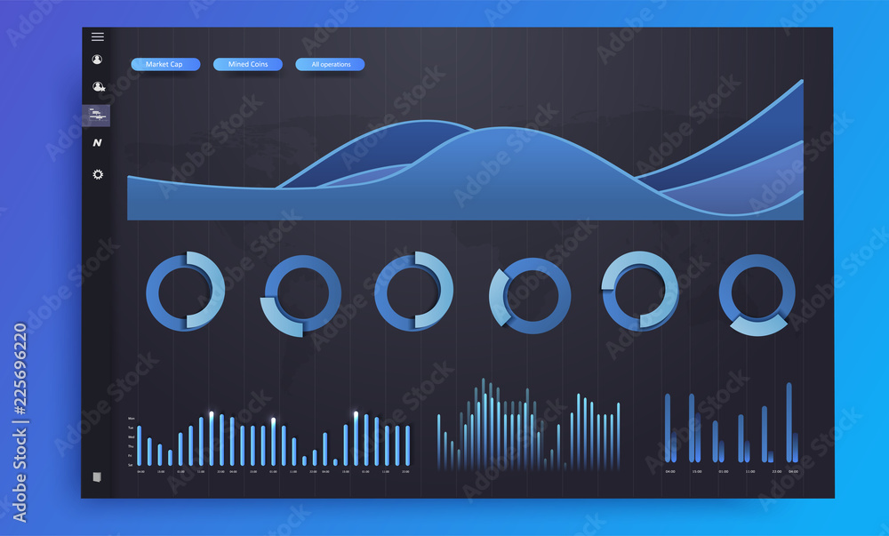Poster dashboard infographic template with modern design annual statistics graphs.network management data s