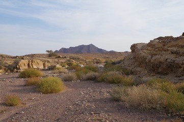 Red Canyon near Eilat in South Israel, Nahal Shani in last sunset light
