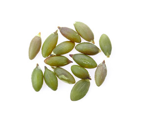 Pumpkin seeds on white