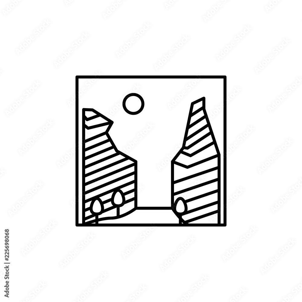 Poster canyon outline icon. element of landscape outline icon for mobile concept and web apps. thin line ca