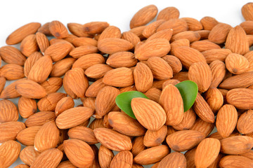  almonds on the white background