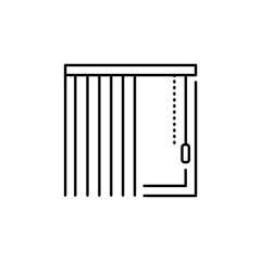 Vector illustration of vertical blind. Line icon of window shade & jalousie. Isolated on white backround.