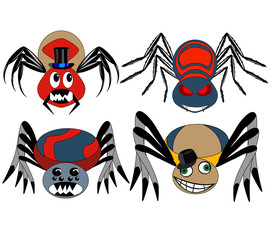 Illustration of spiders on a white background