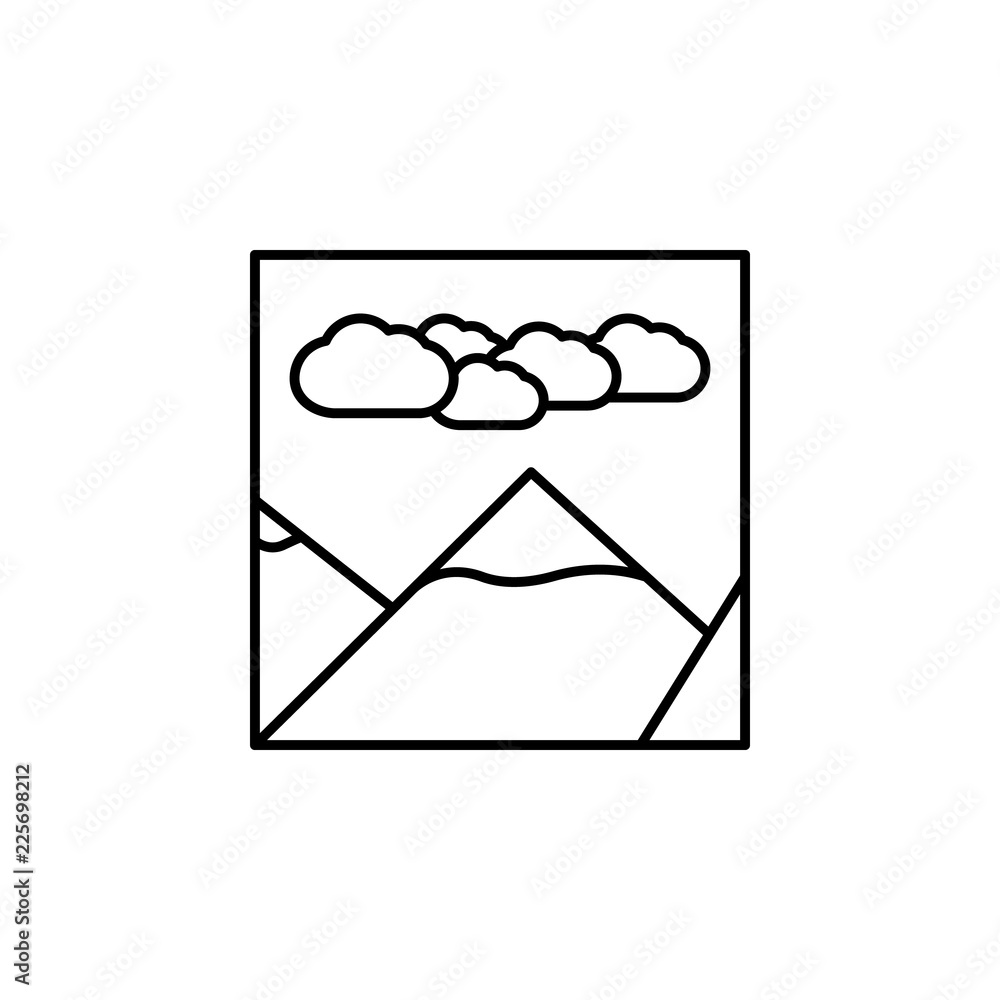 Poster mountain outline icon. element of landscape outline icon for mobile concept and web apps. thin line 