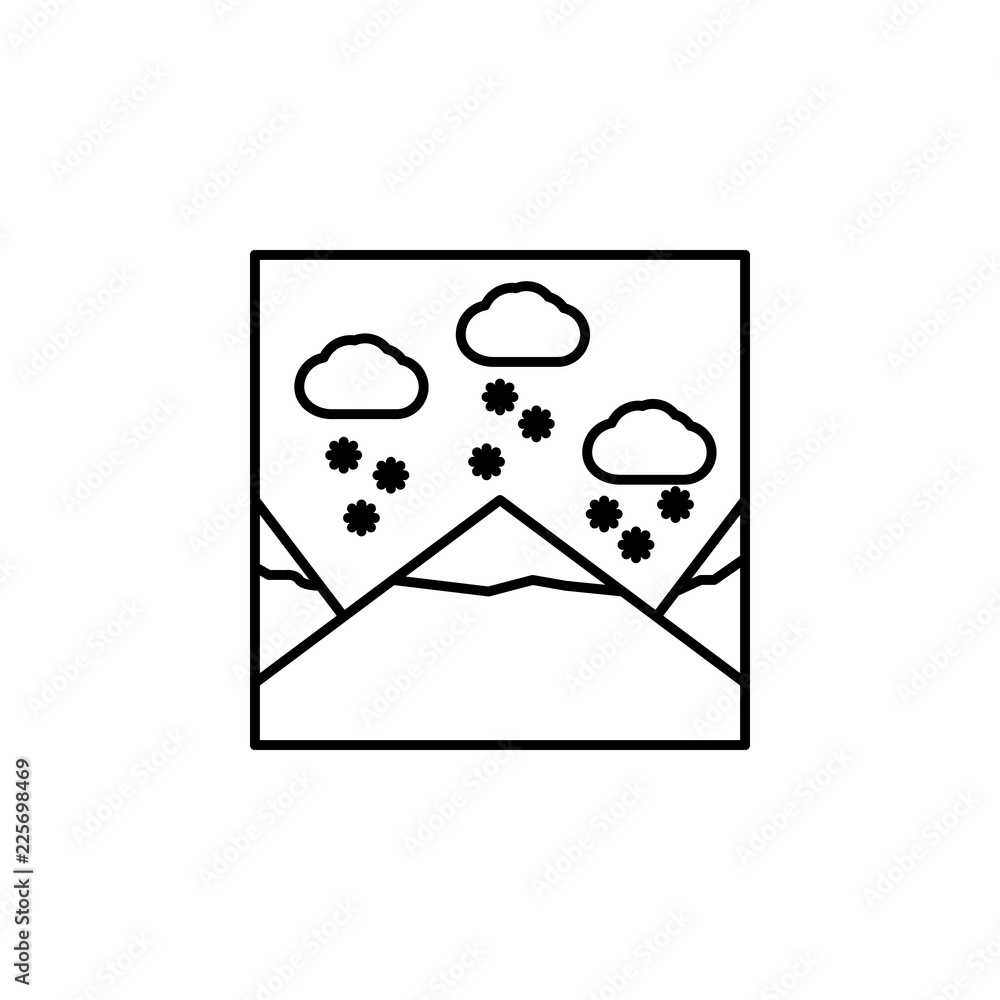 Poster mountain snow outline icon. element of landscape outline icon for mobile concept and web apps. thin 