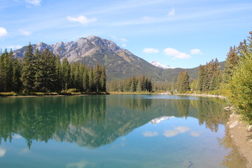 Fototapeta na wymiar Beautiful Day On The Bow River, Banff National Park, Alberta