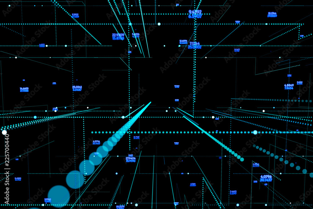 Poster data technology abstract futuristic background .dots and lines on dark background. big data visualiz
