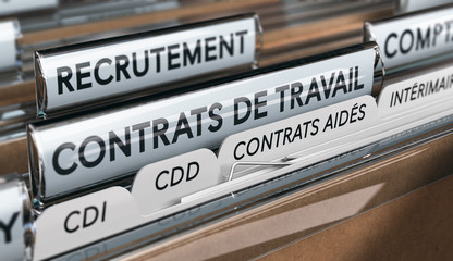 Fototapeta Types de contrats de travail. Le contrat aidé dans le secteur marchand. obraz