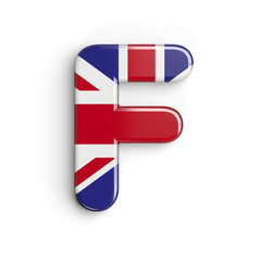 United Kingdom flag letter F - Upper-case 3d british font - Britain, english culture or patriotism concept