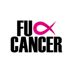 Fuck Cancer (Breast Cancer) - hand drawn Breast Cancer Awareness month lettering phrase. Brush ink vector quote for banners, greeting card, poster design. 