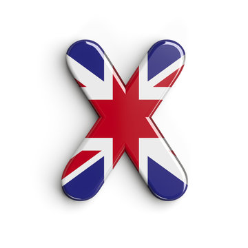 United Kingdom flag letter X - Upper-case 3d british font - Britain, english culture or patriotism concept