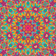 Tribal indian ethnic seamless design. Festive colorful mandala pattern