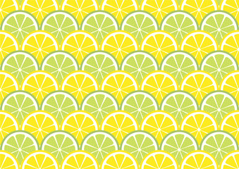Bright lemon slices vector background. Summer bright tropical fruit pattern. 