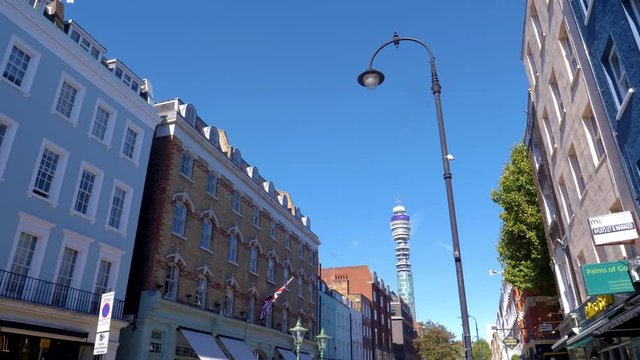 BT Tower in London.
The BT Tower is a communications tower located in Fitzrovia, London, owned by BT Group. It has been previously known as the GPO Tower, the Post Office Tower and the Telecom Tower.