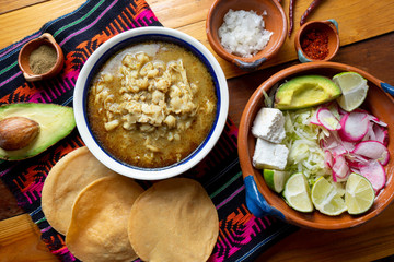 Mexican green pozole soup