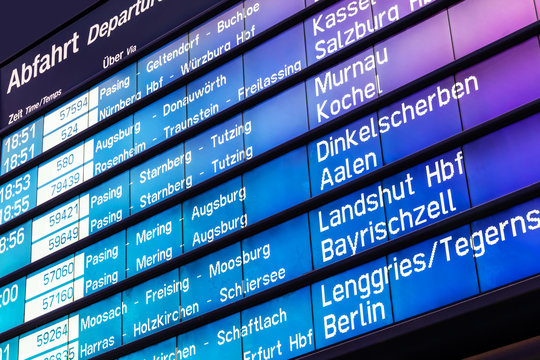 Arrival and departure board in Germany