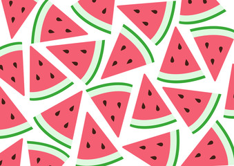 Watermelon slices decorative background. colourful summer bright tropical fruit pattern design.