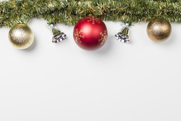Background with garlands and Christmas decorations.