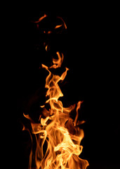 Texture of flame, isolated on black background