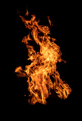 Texture of flame, isolated on black background