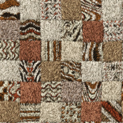 Fur patchwork quilt seamless texture,  fabric texture, 3d illustration