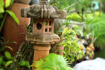 Japanese garden in lake