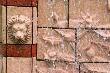 statue decorating the waterfall garden