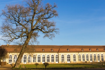 Orangery in the city's Central Park in Ansbach, Bavaria, Germany