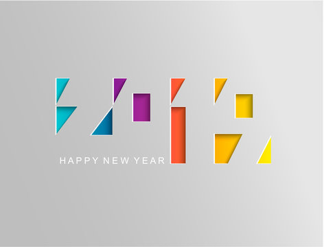 2019 happy new year card in paper style.