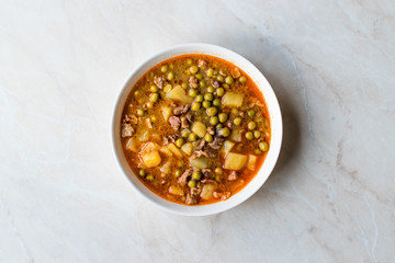 Turkish Food Meaty Green Pea Stew / Stewed Meat Etli Bezelye.