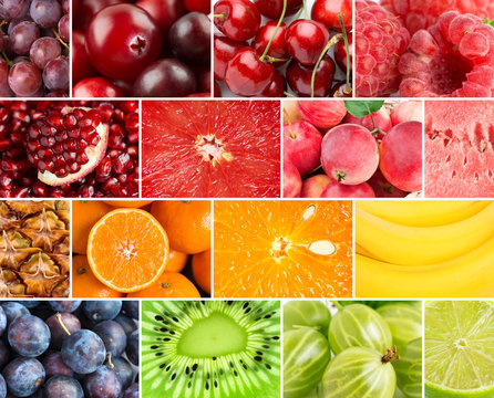 Background of fresh ripe color fruits