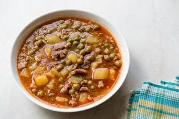 Turkish Food Meaty Green Pea Stew / Stewed Meat Etli Bezelye.