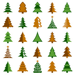 Christmas tree icon collection - vector color illustration