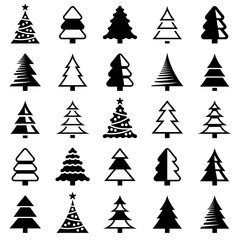 Obraz premium Christmas tree icon collection - vector illustration