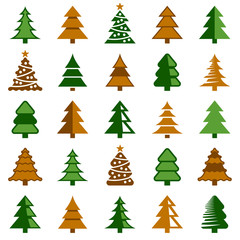 Obraz premium Christmas tree icon collection - vector color illustration