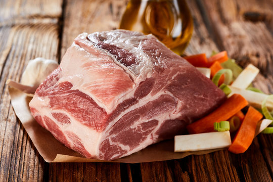 Uncooked raw roast pork fillet.